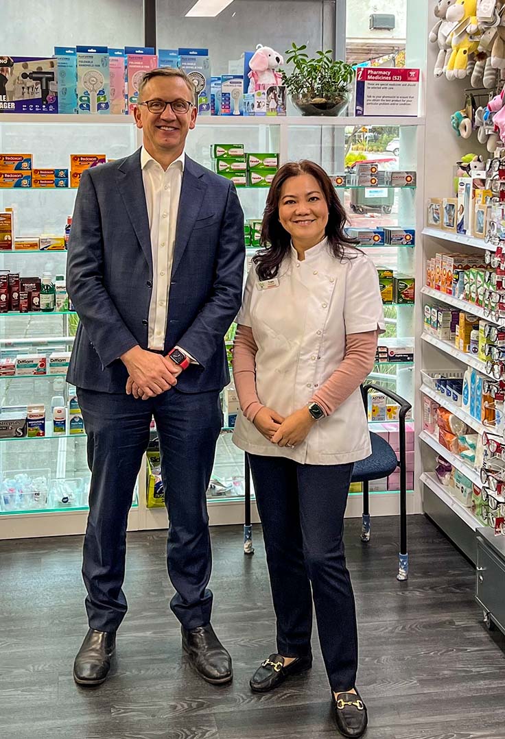 Julian Hill MP visiting local pharmacy